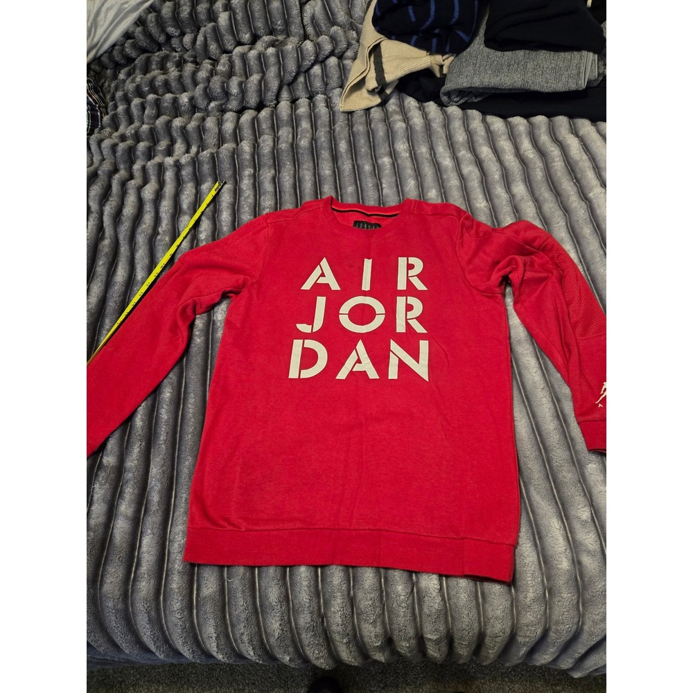 Nike Air Jordan Mens Red Graphic Fleece Crewneck Sweatshirt Medium Jumpman Logo